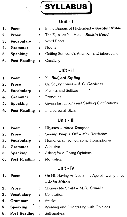 OU Degree 1st Sem English Study Material Notes Syllabus